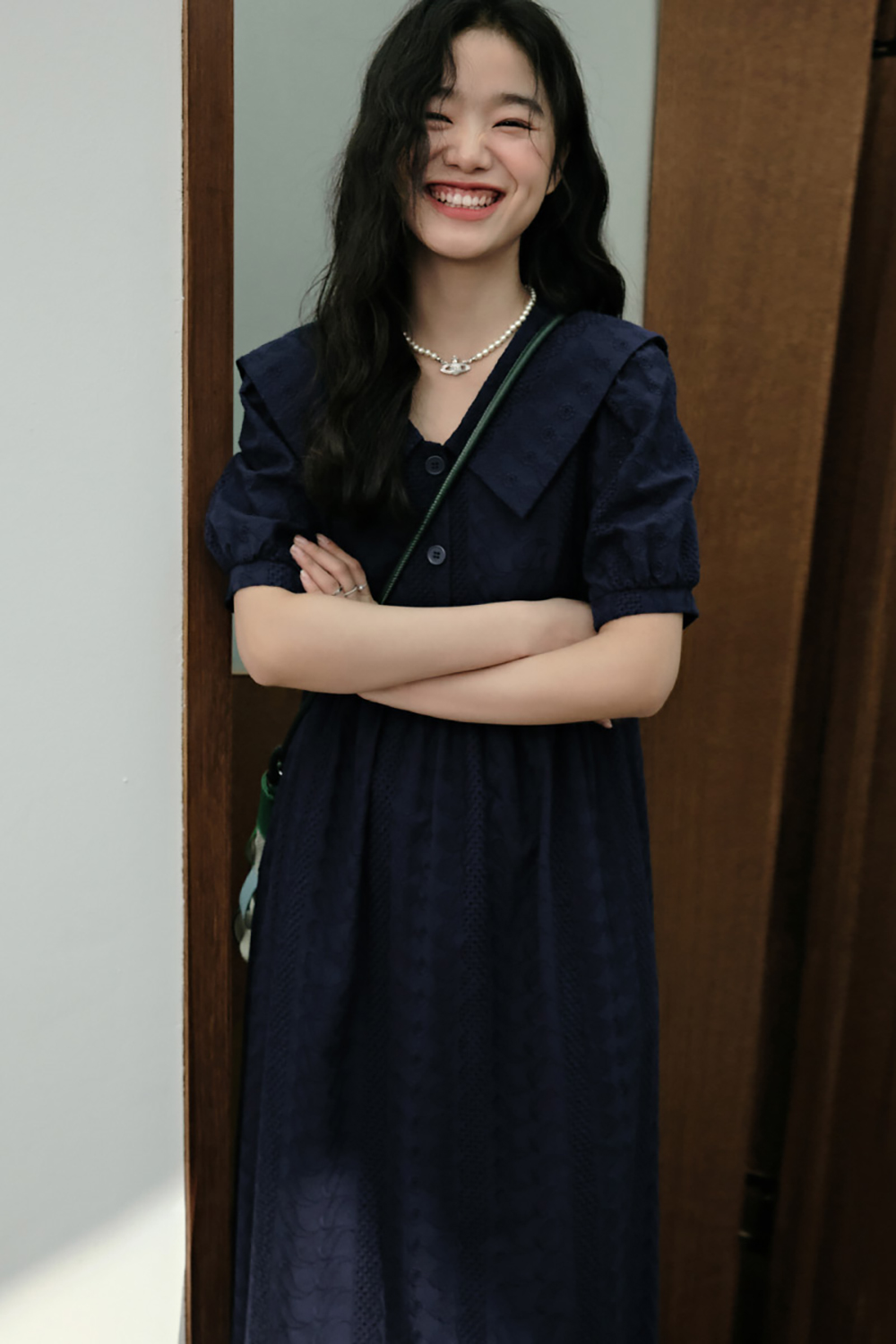 V-neck Puff Sleeves Dress