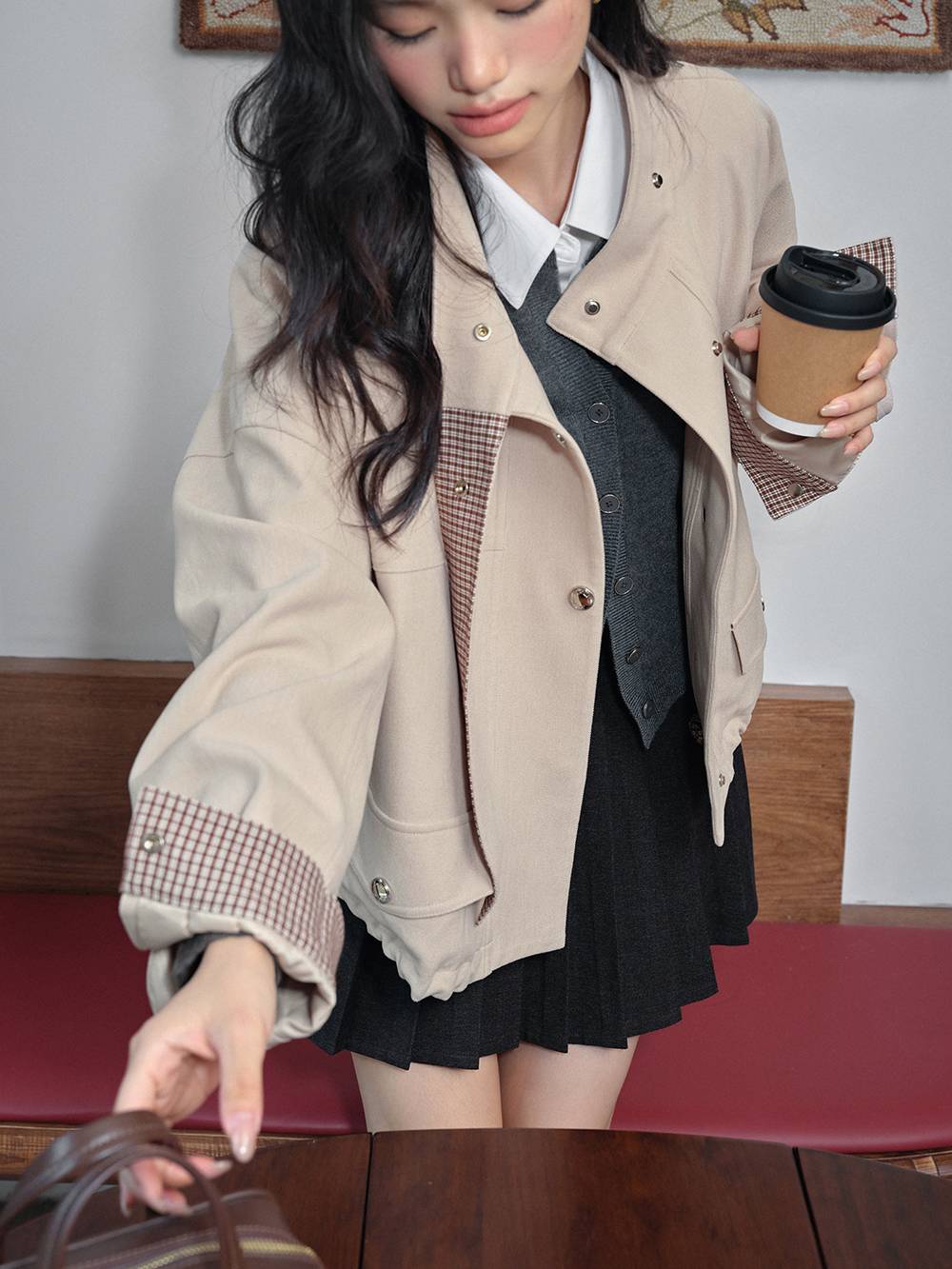 Plaid Spliced Jacket