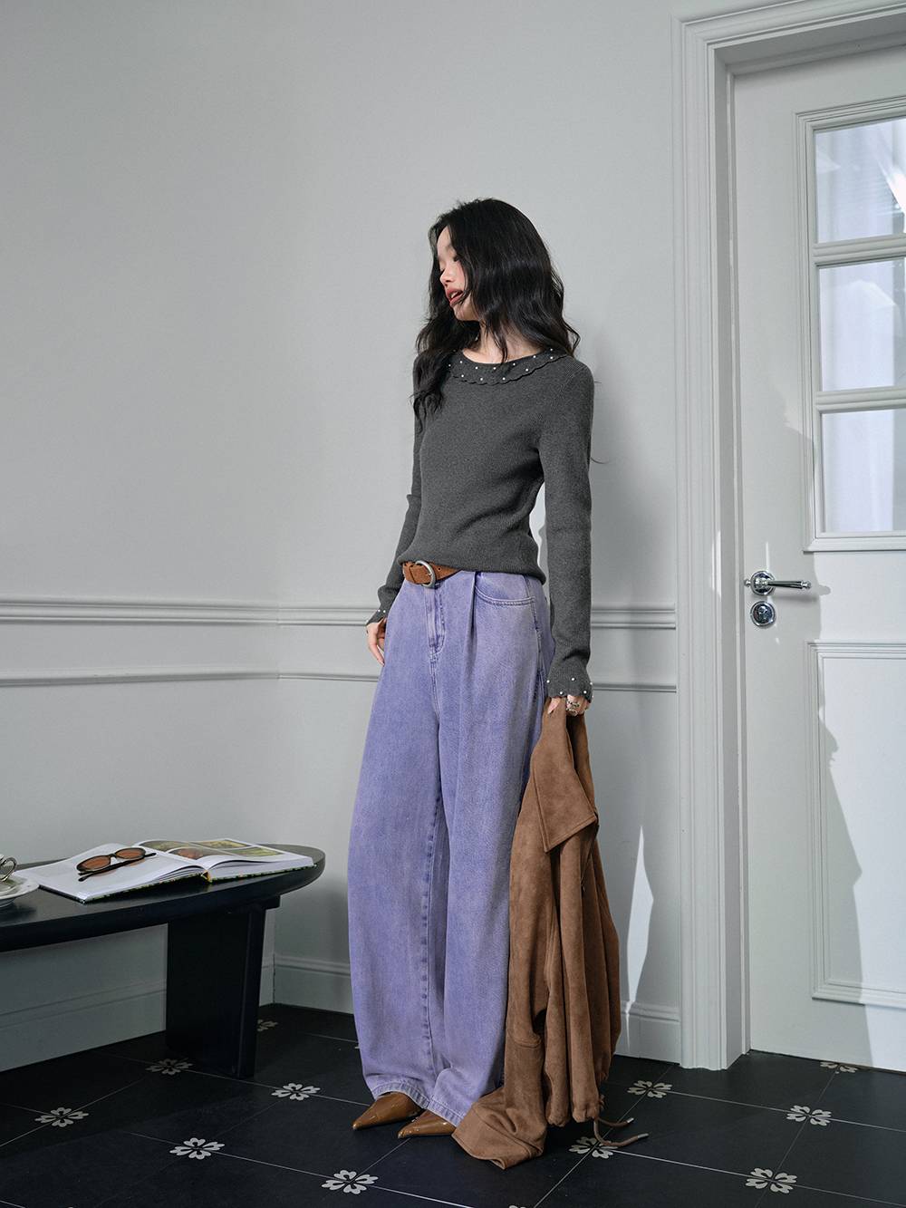 Pearl Embellished Knit Top