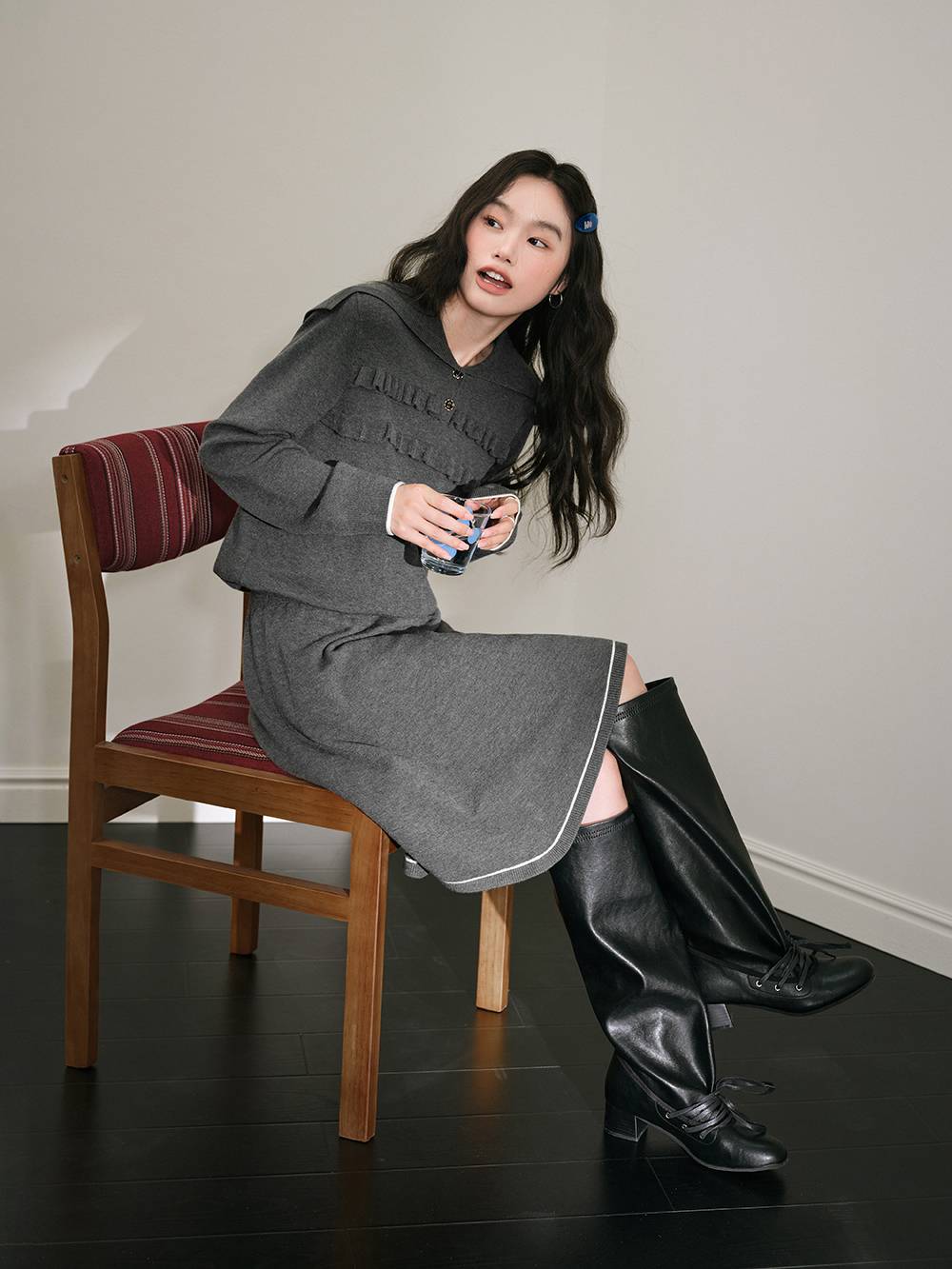 Sailor Collar Knit Dress