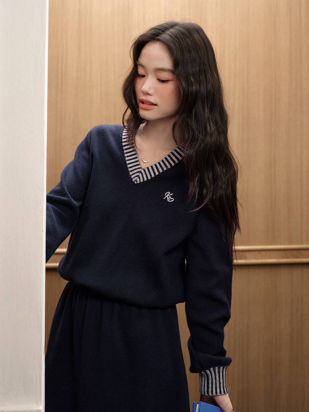 Striped Waist Cinched Knit Dress