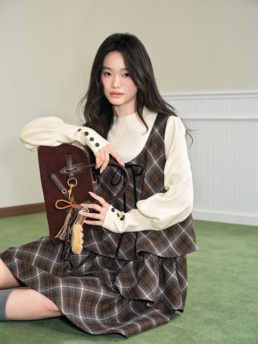 Layered Checked Dress