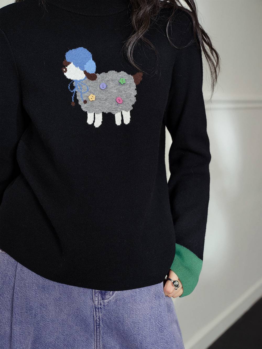 Mock Neck Long-Sleeve Knit Top