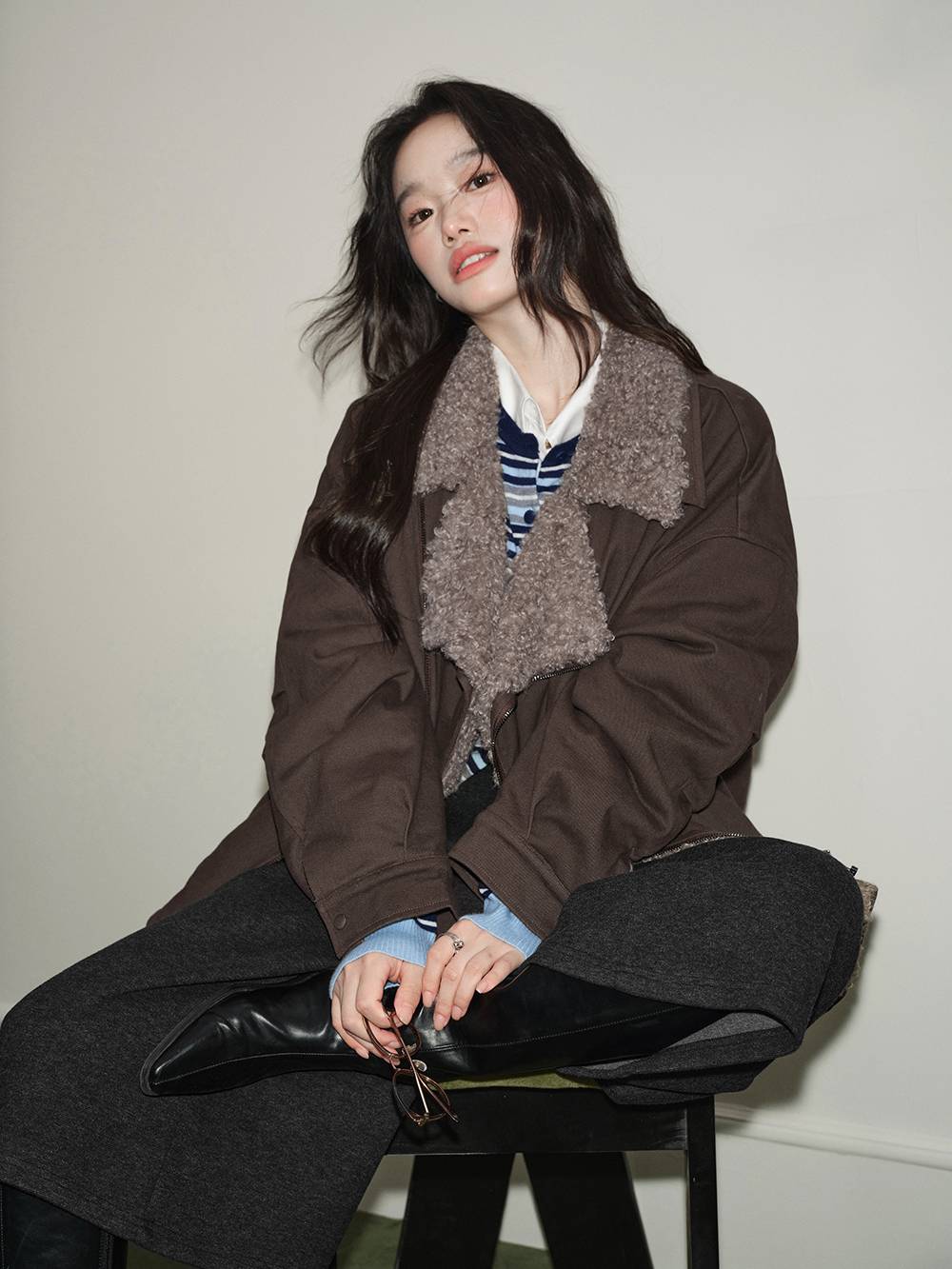 Faux Shearling Collar Jacket