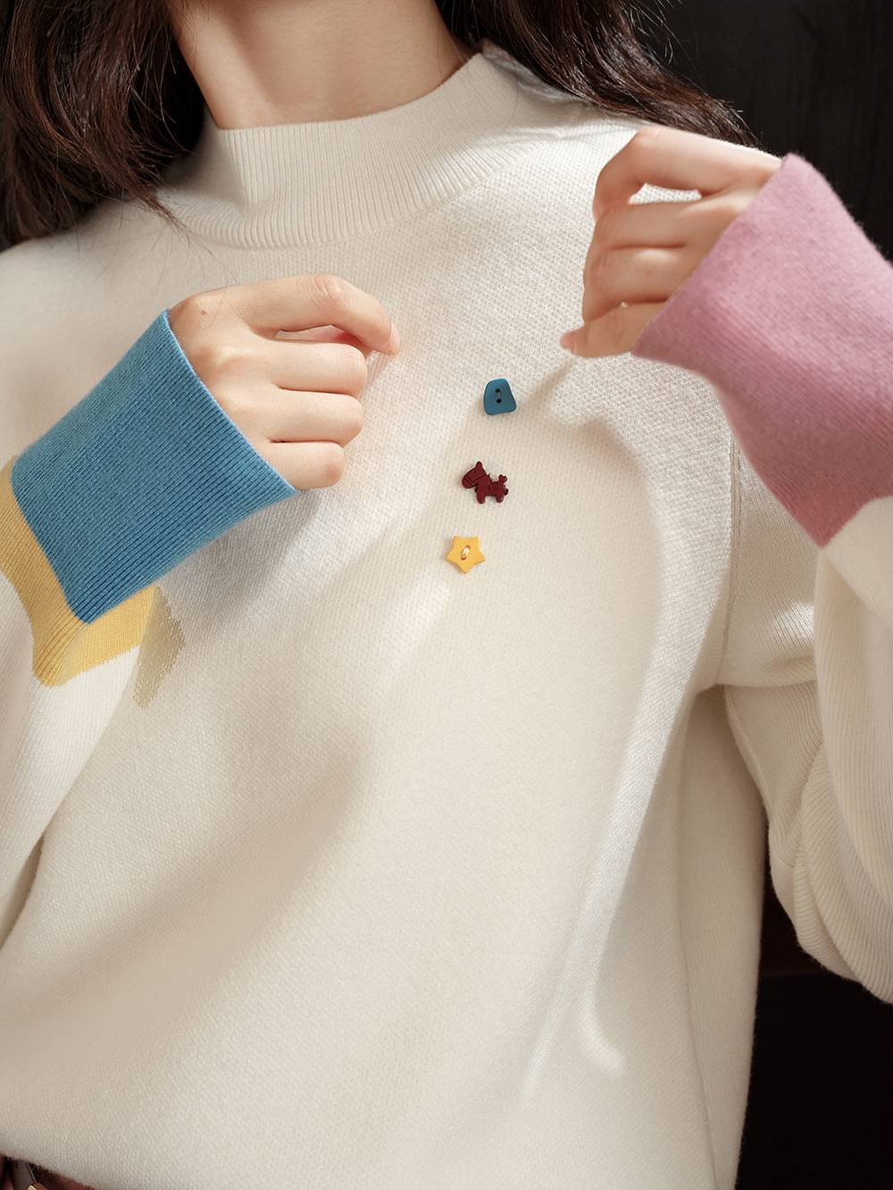 Mock Neck Long-Sleeve Knit Top