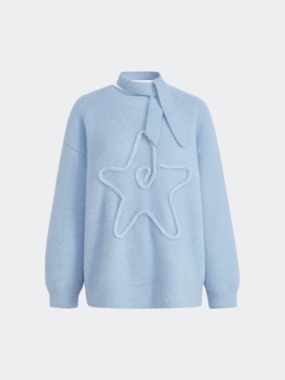 Neck Tie 3D Embroidered Sweater