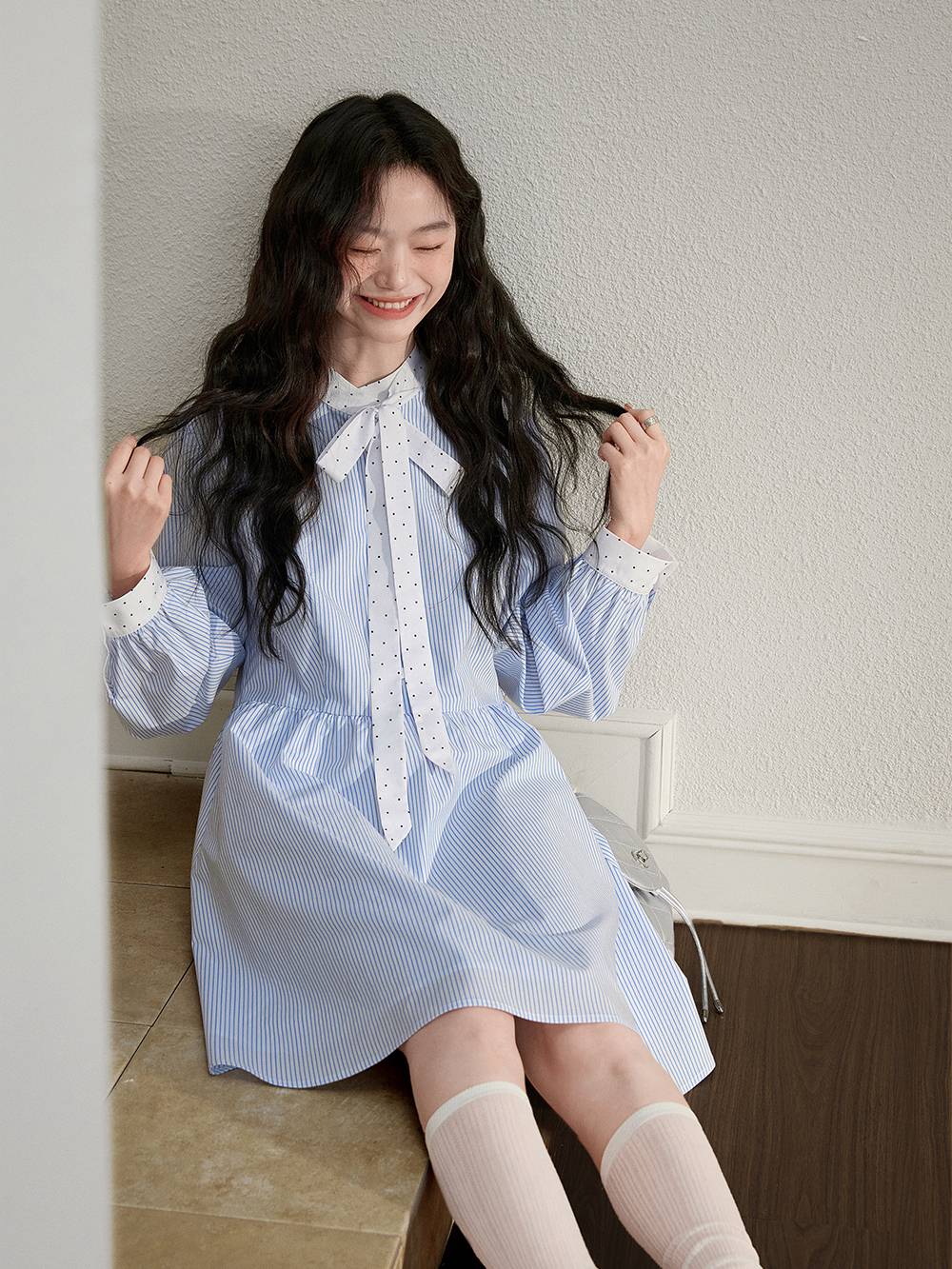 Blue Striped Shirt Dress