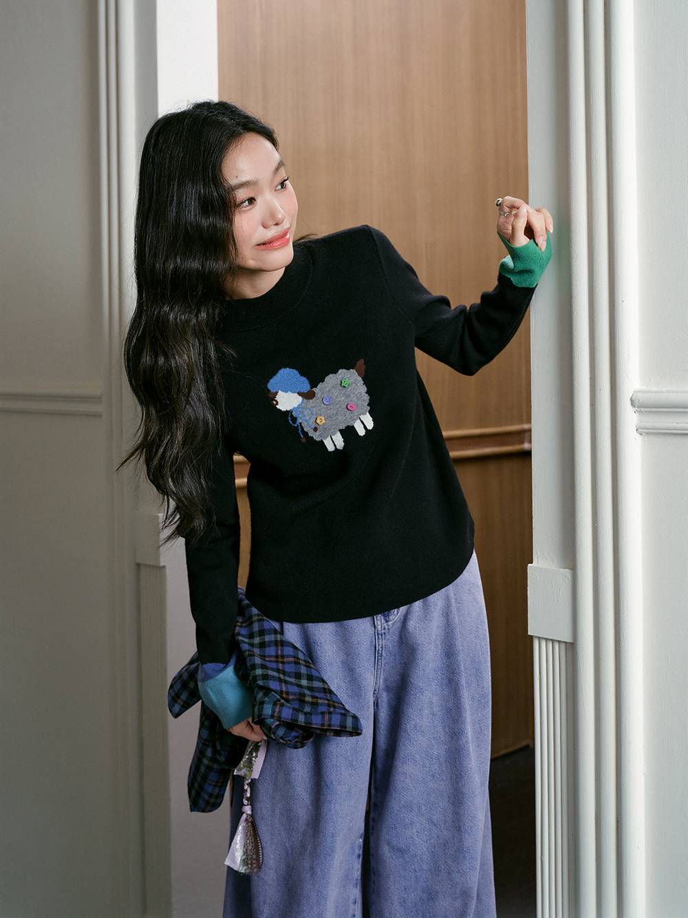 Mock Neck Long-Sleeve Knit Top