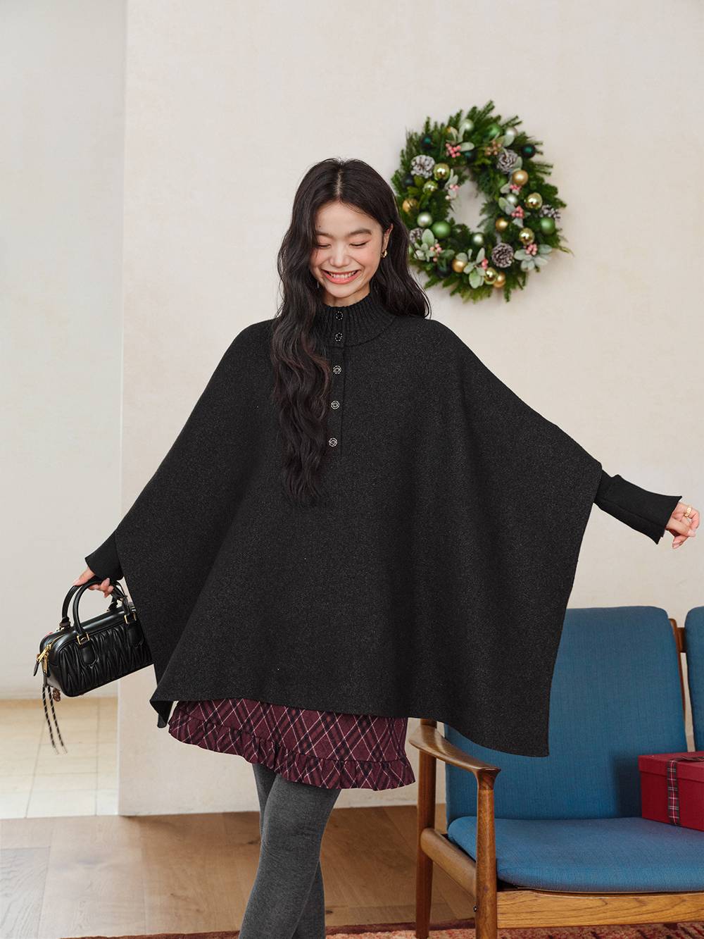 Mock Neck Cape Sweater