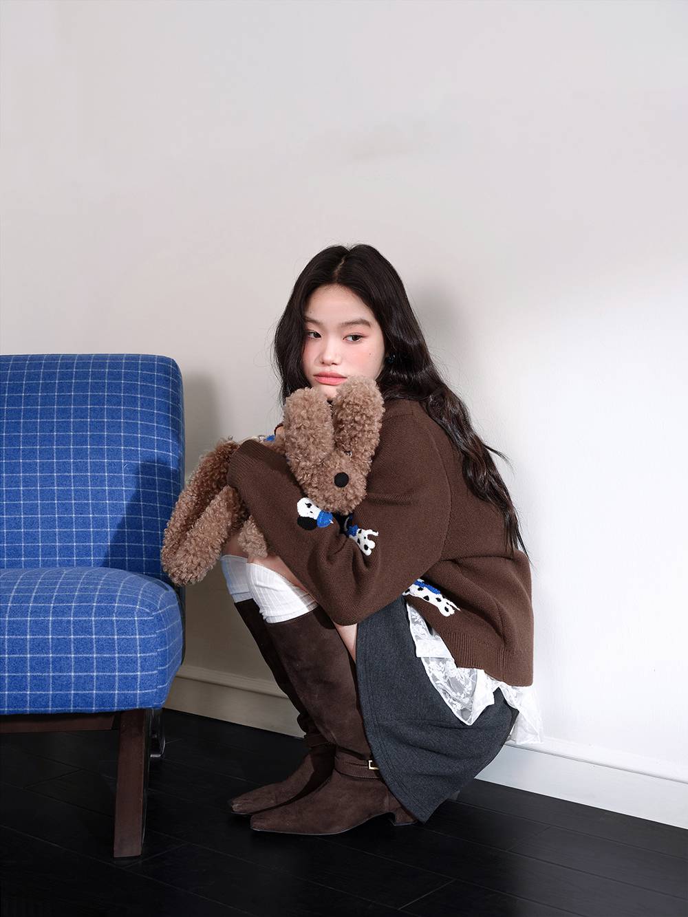 Puppy Embroidered Cardigan Sweater