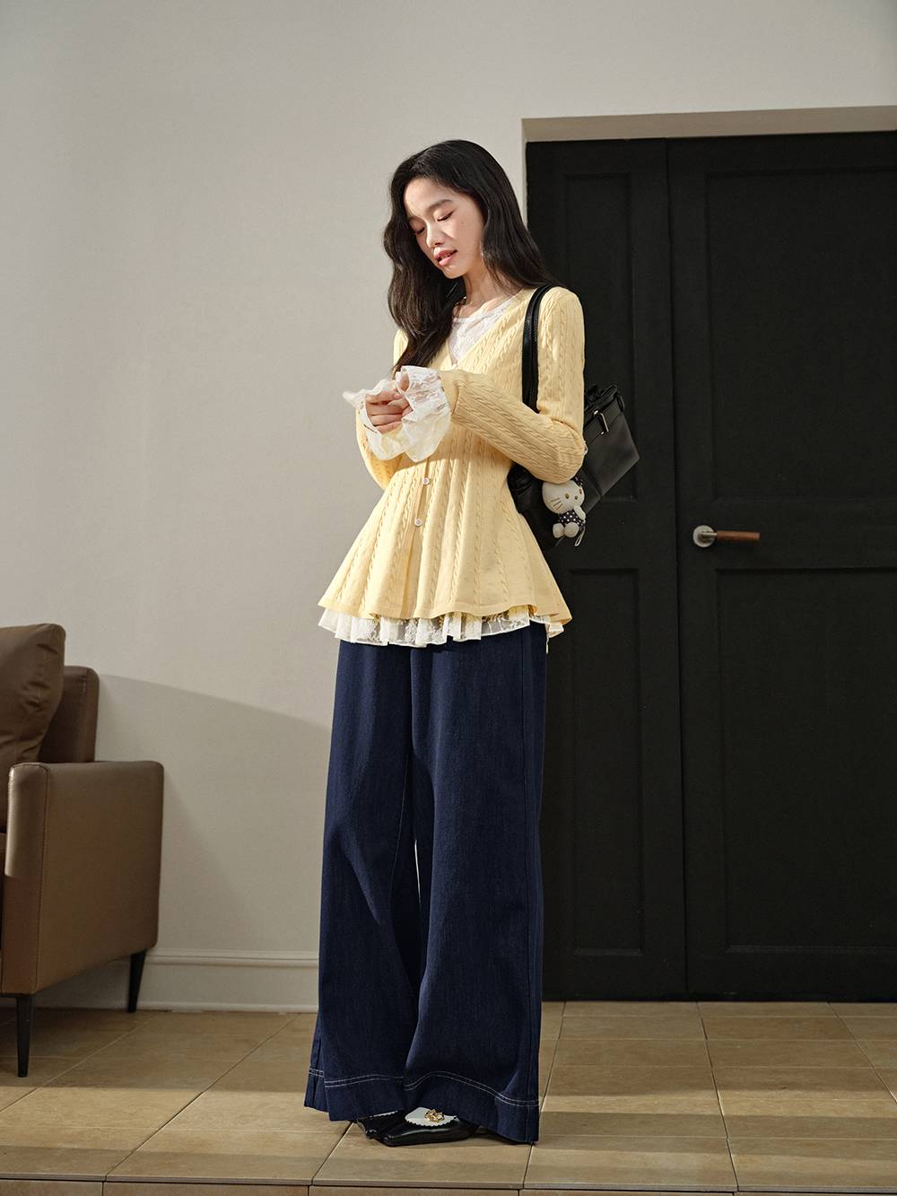 Knit Top and Lace Undershirt