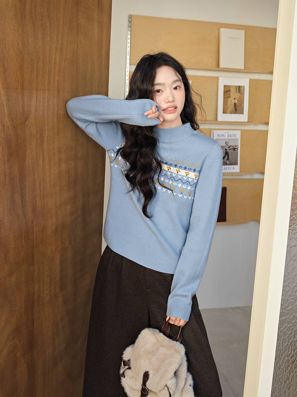 Fair Isle Mock Neck Sweater