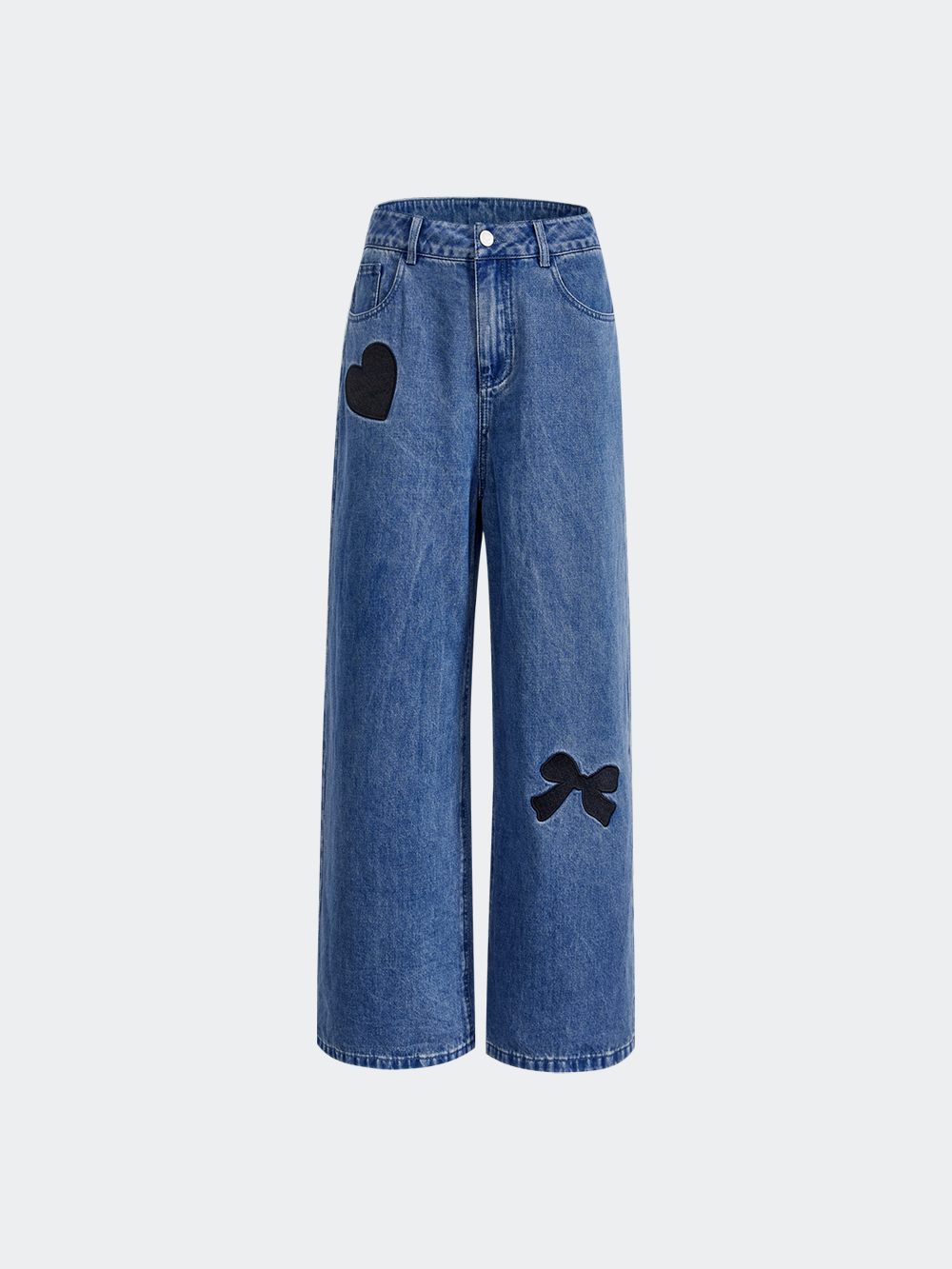 Heart Bow Embroidered Jeans