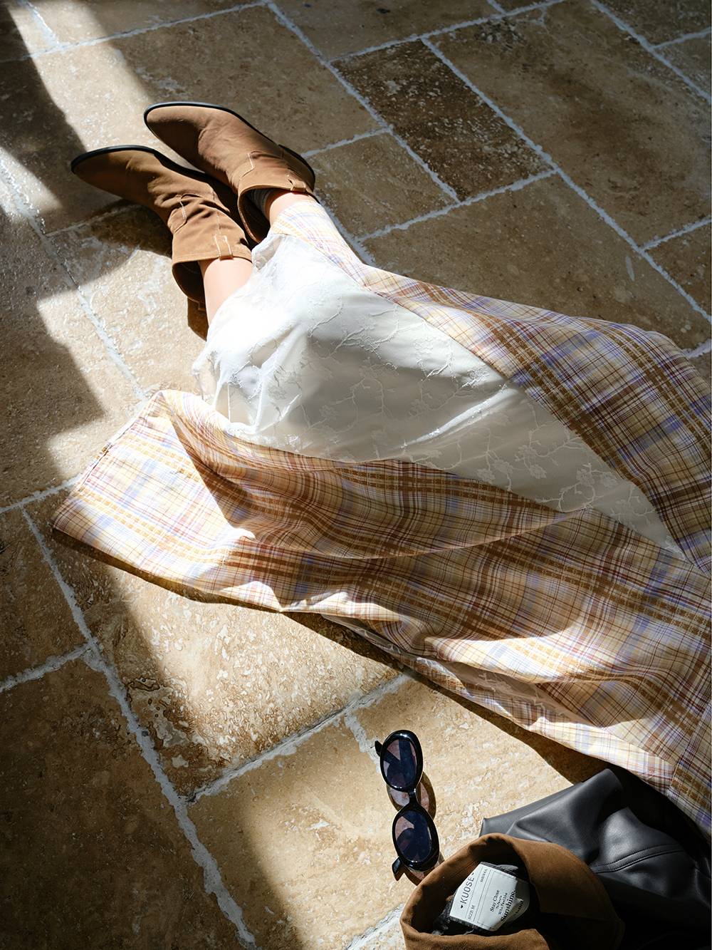 Plaid Square Neck Dress