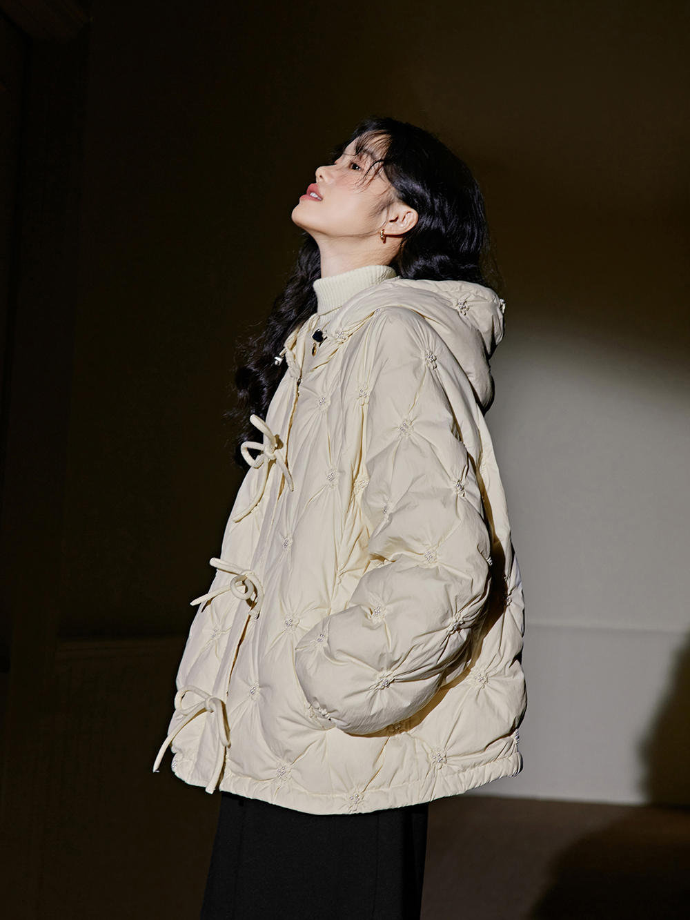 Hooded Bow Puffer Jacket