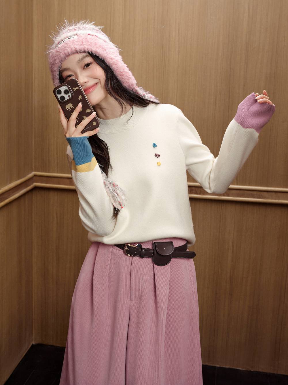 Mock Neck Long-Sleeve Knit Top