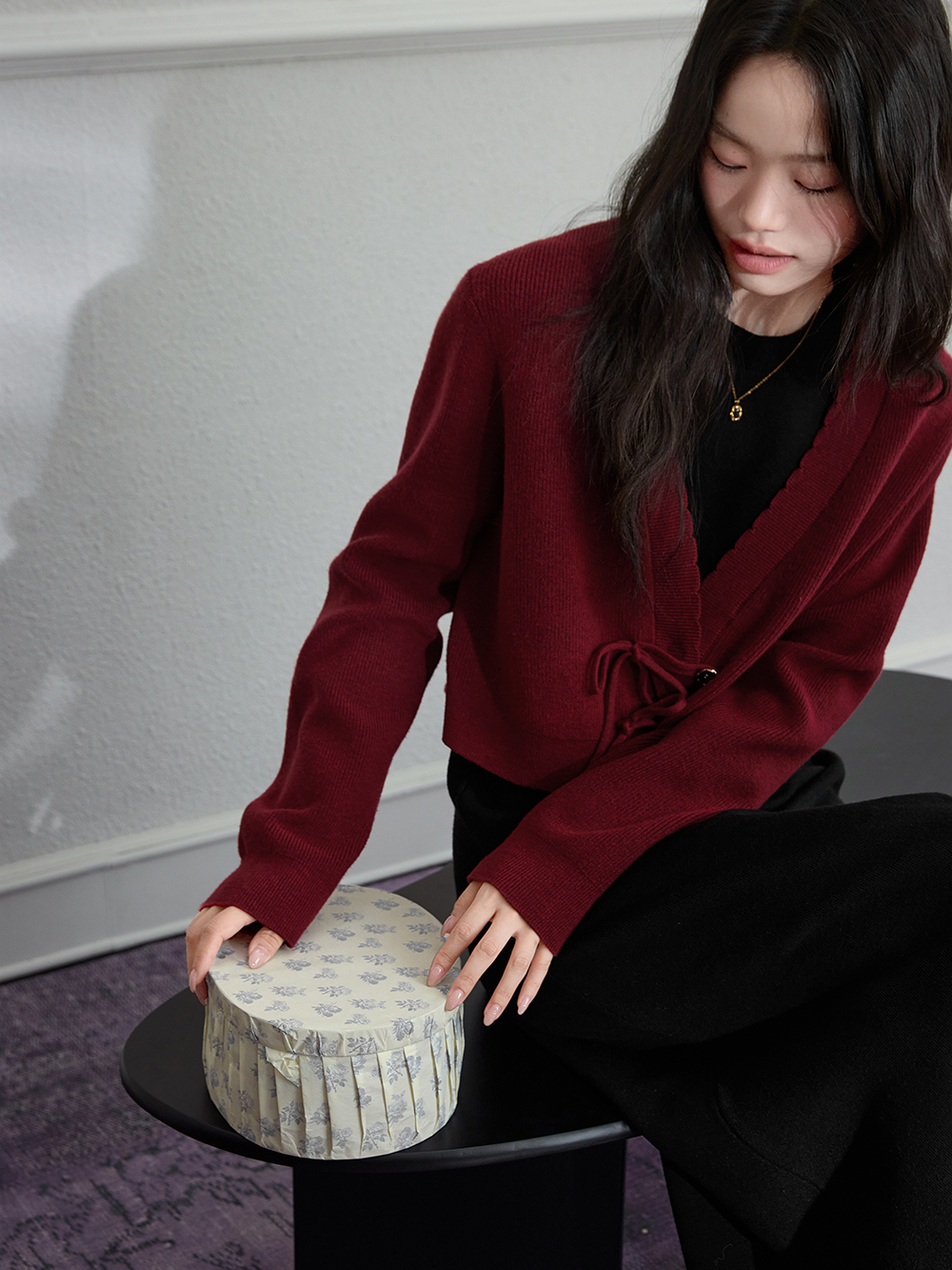 Red Cardigan and Black Dress