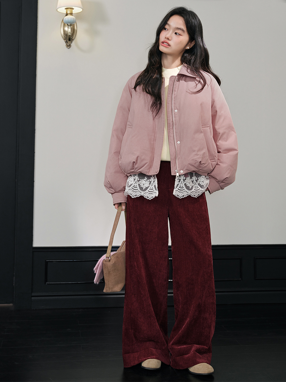 Belted Folded-hem Pants