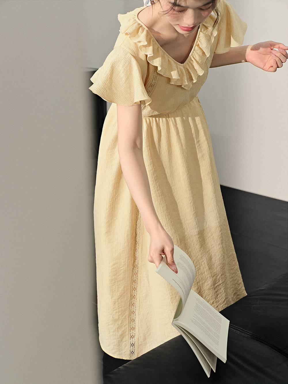 Ruffled V-Neck Dress