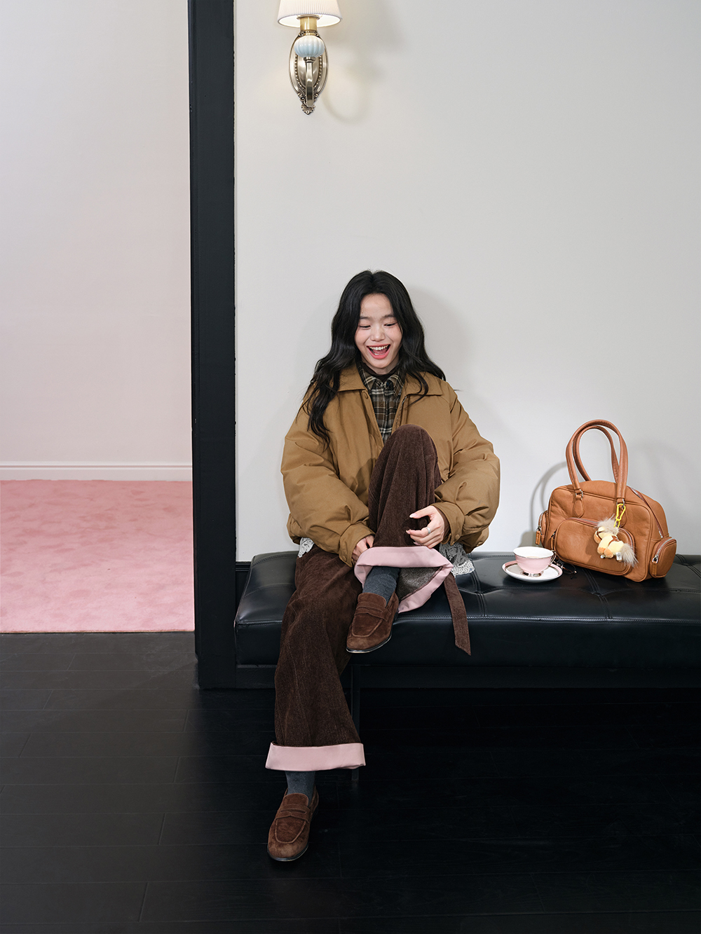 Belted Folded-hem Pants