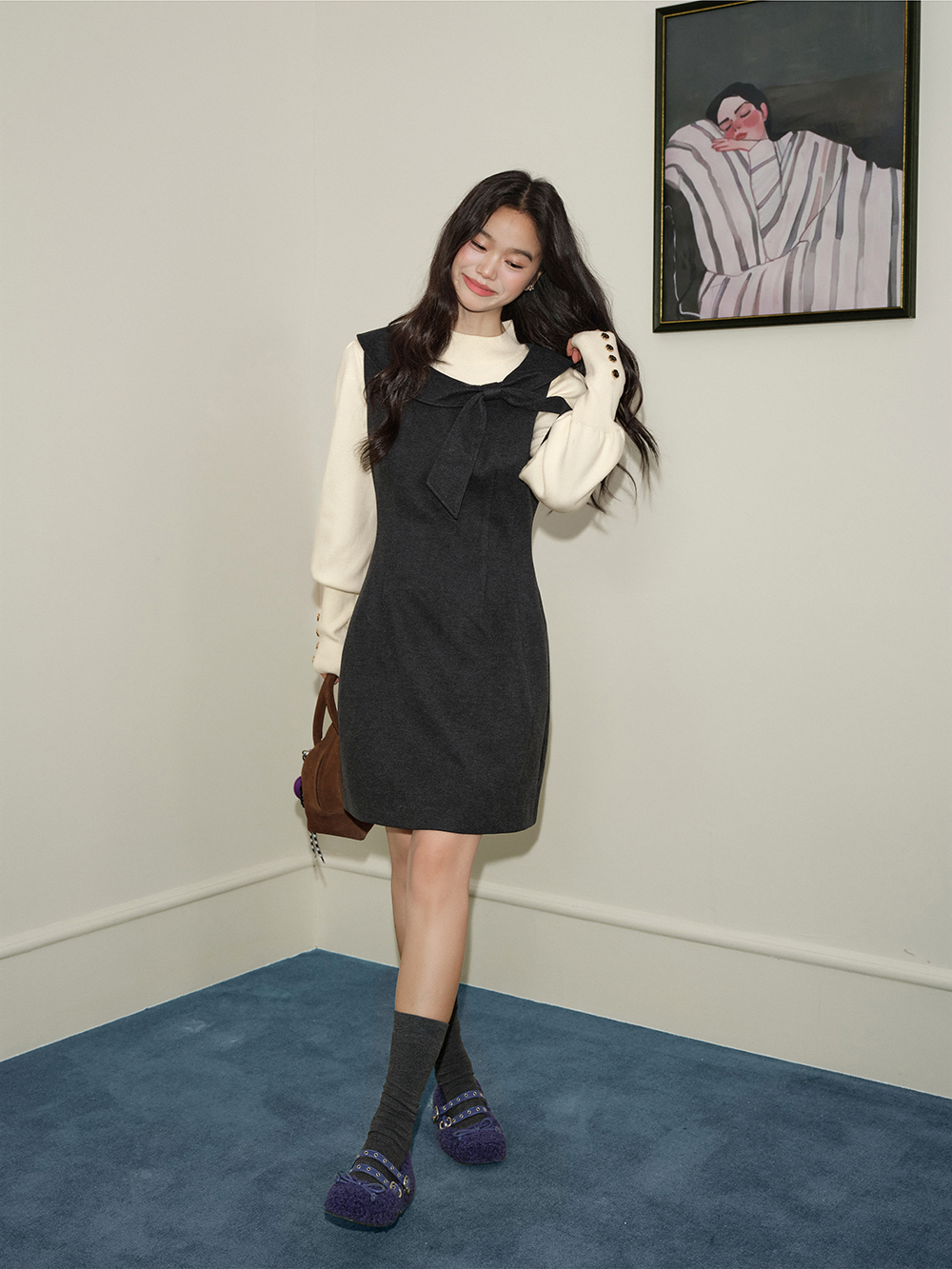 Sleeveless Bow Neck Dress