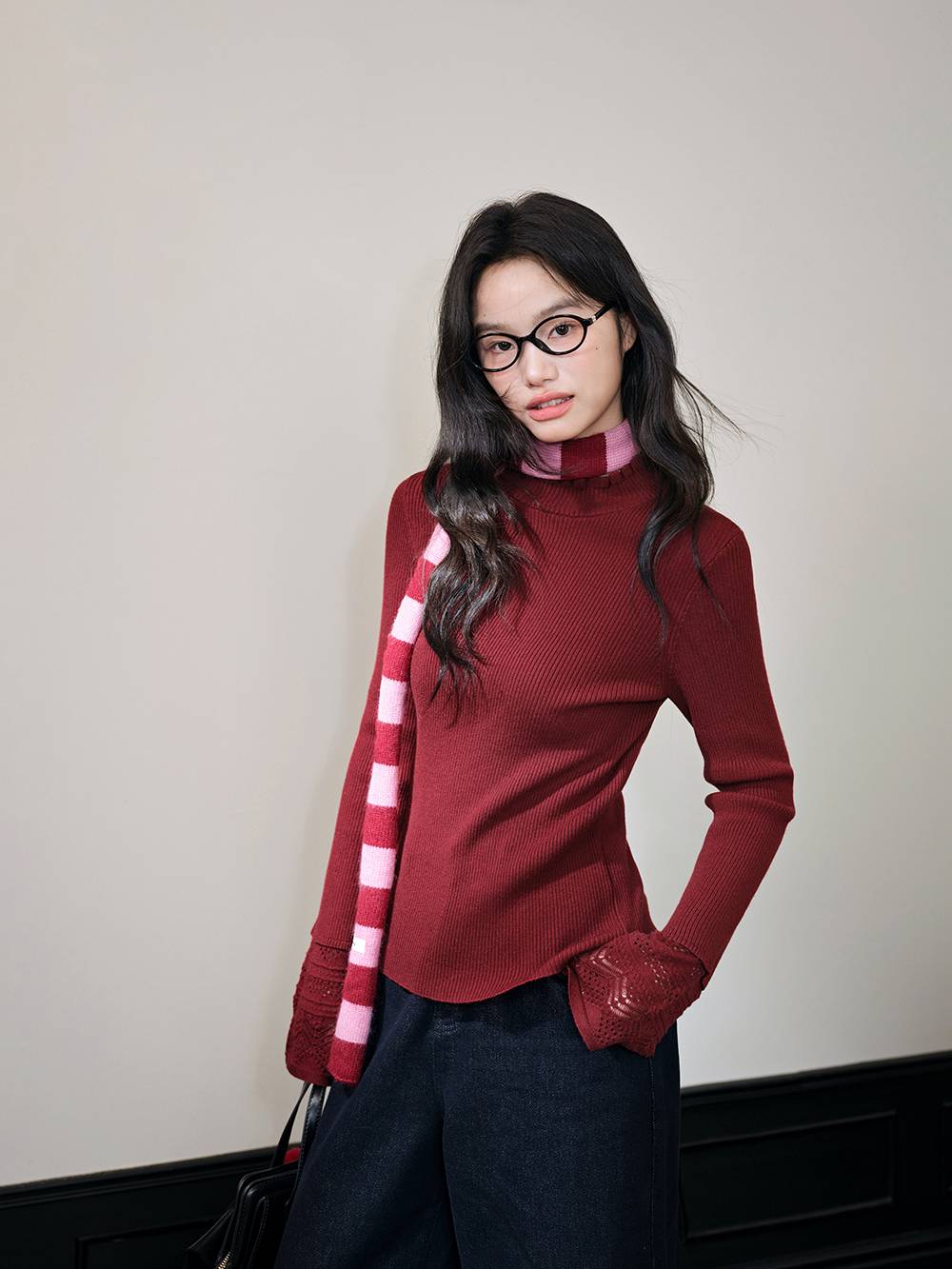 Knit Cape and Long-Sleeve Top