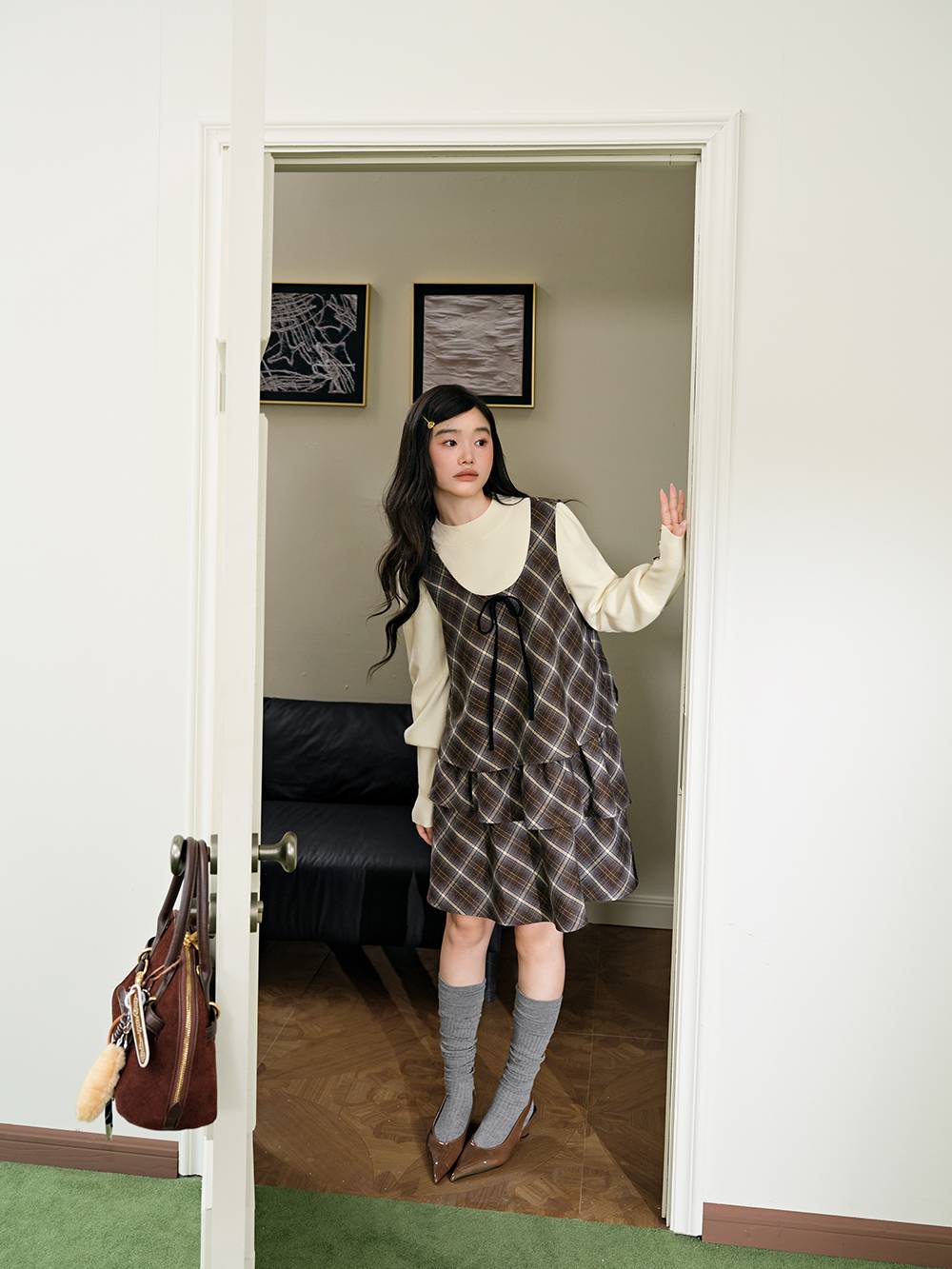 Layered Checked Dress