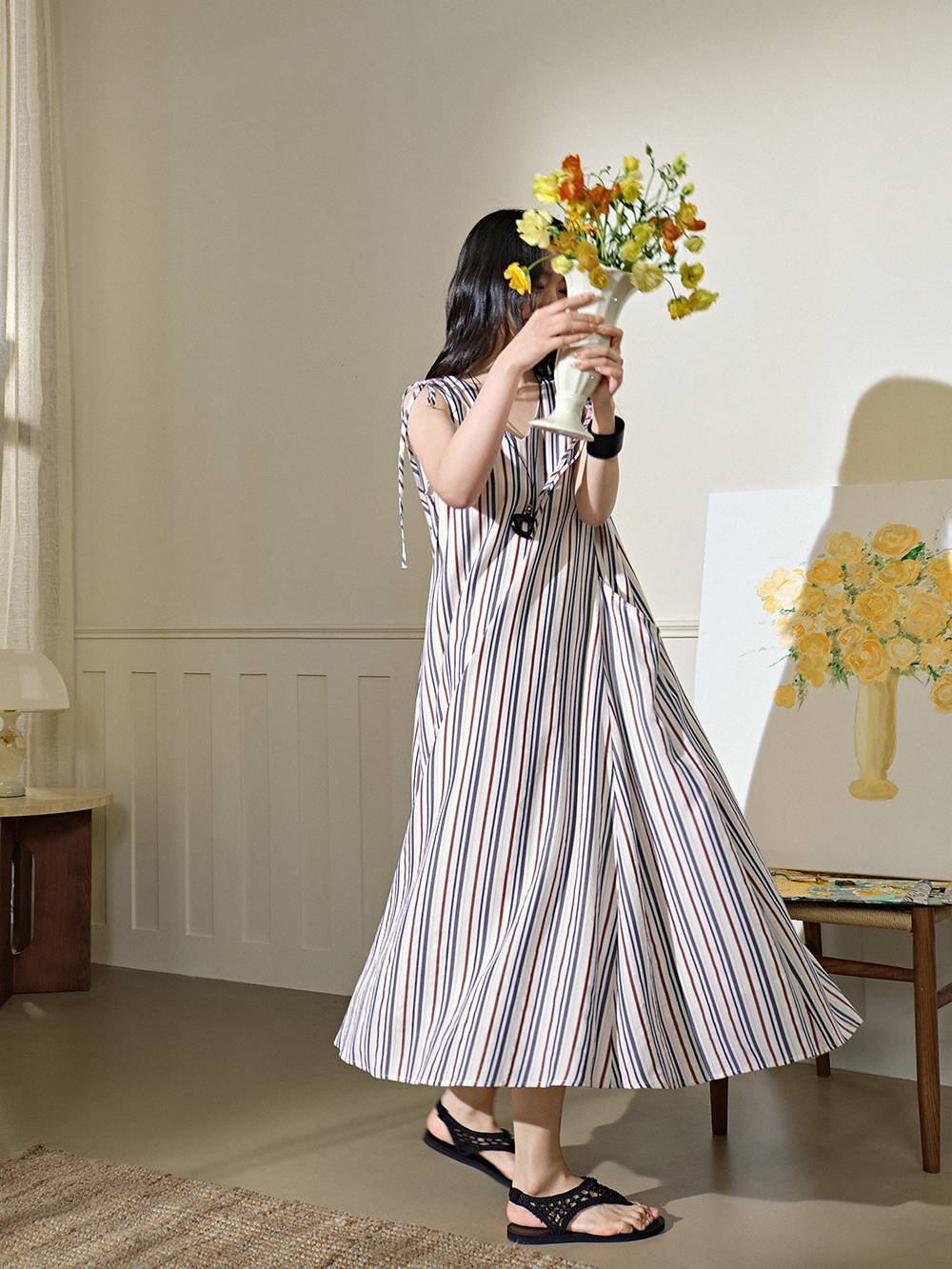 Belted Striped Dress