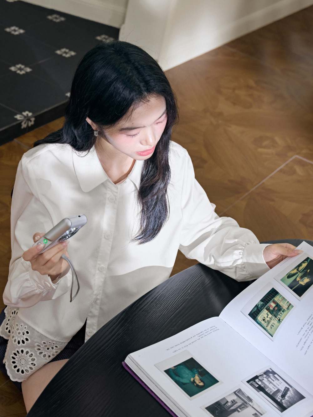 White Lace Hem Shirt