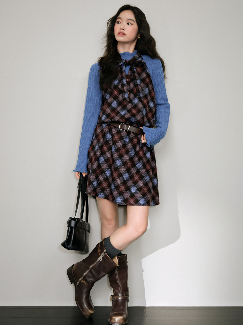 Plaid Belted Dress