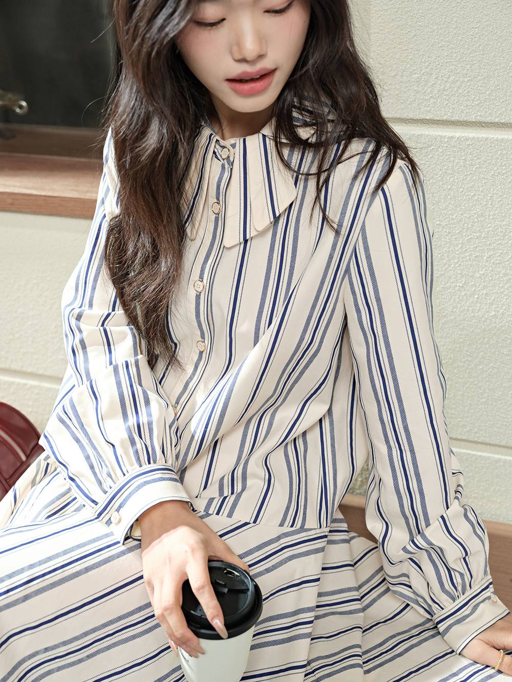 Vest and Striped Dress