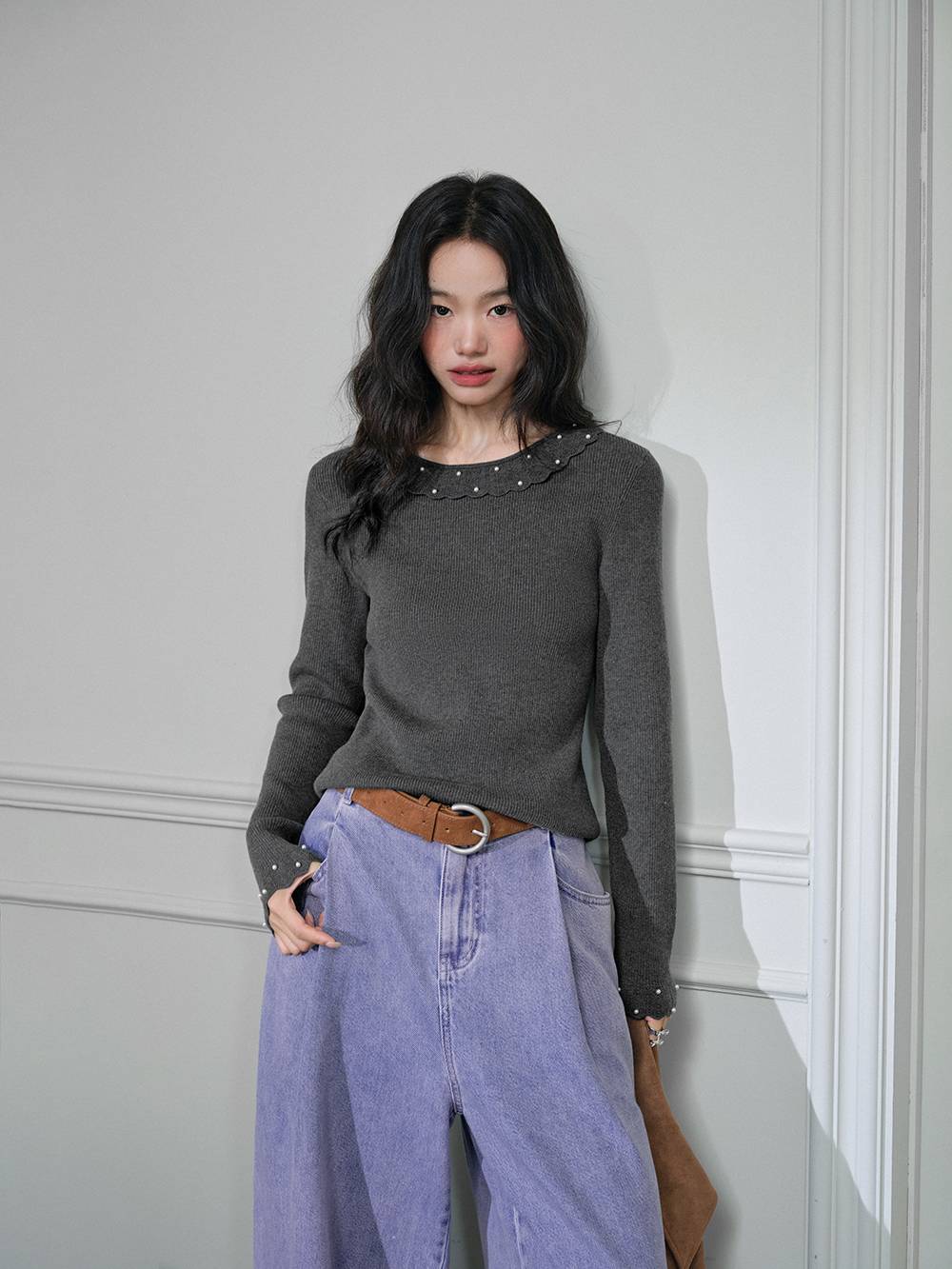 Pearl Embellished Knit Top