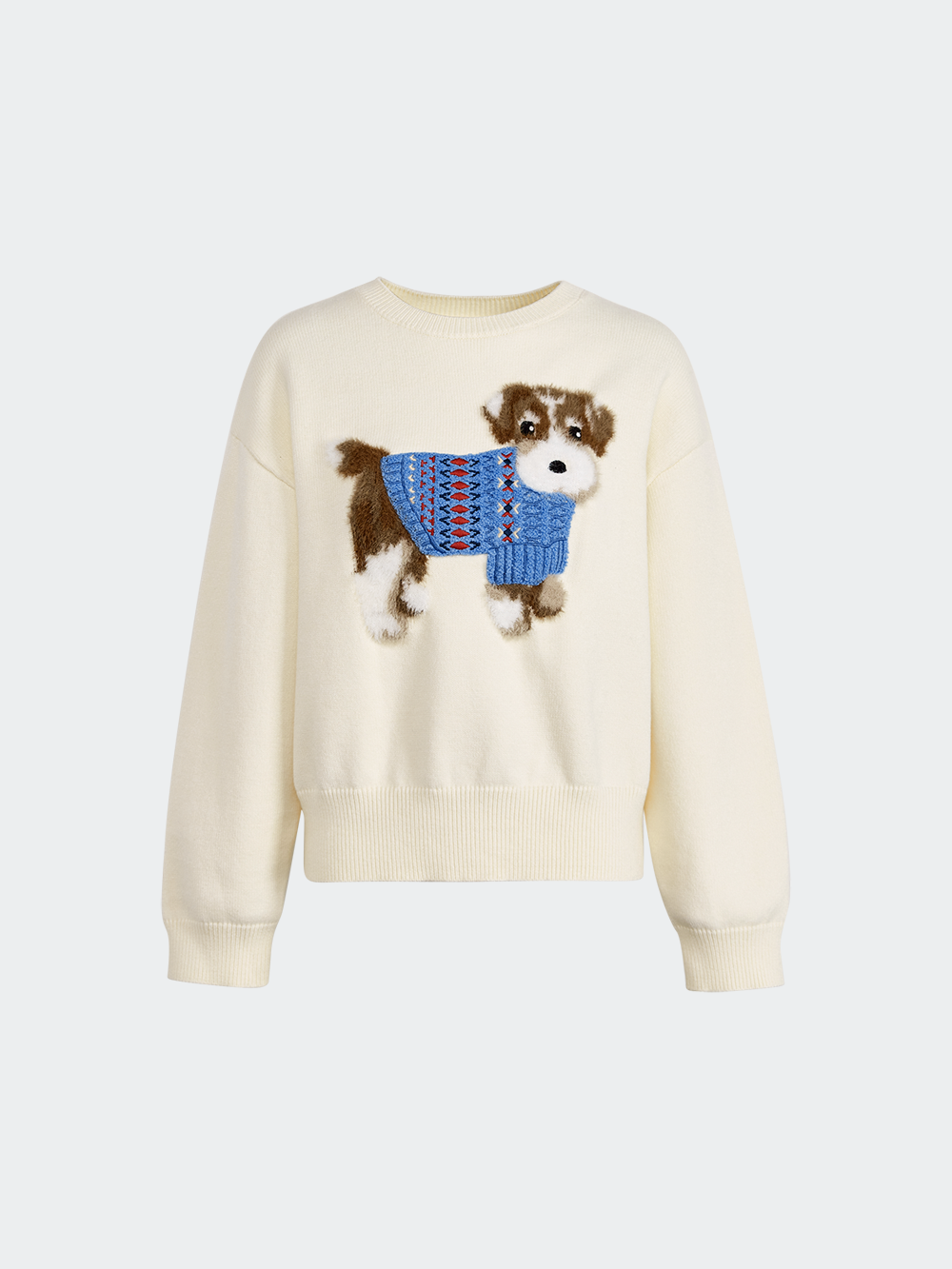 Fluffy Dog Embroidered Sweater