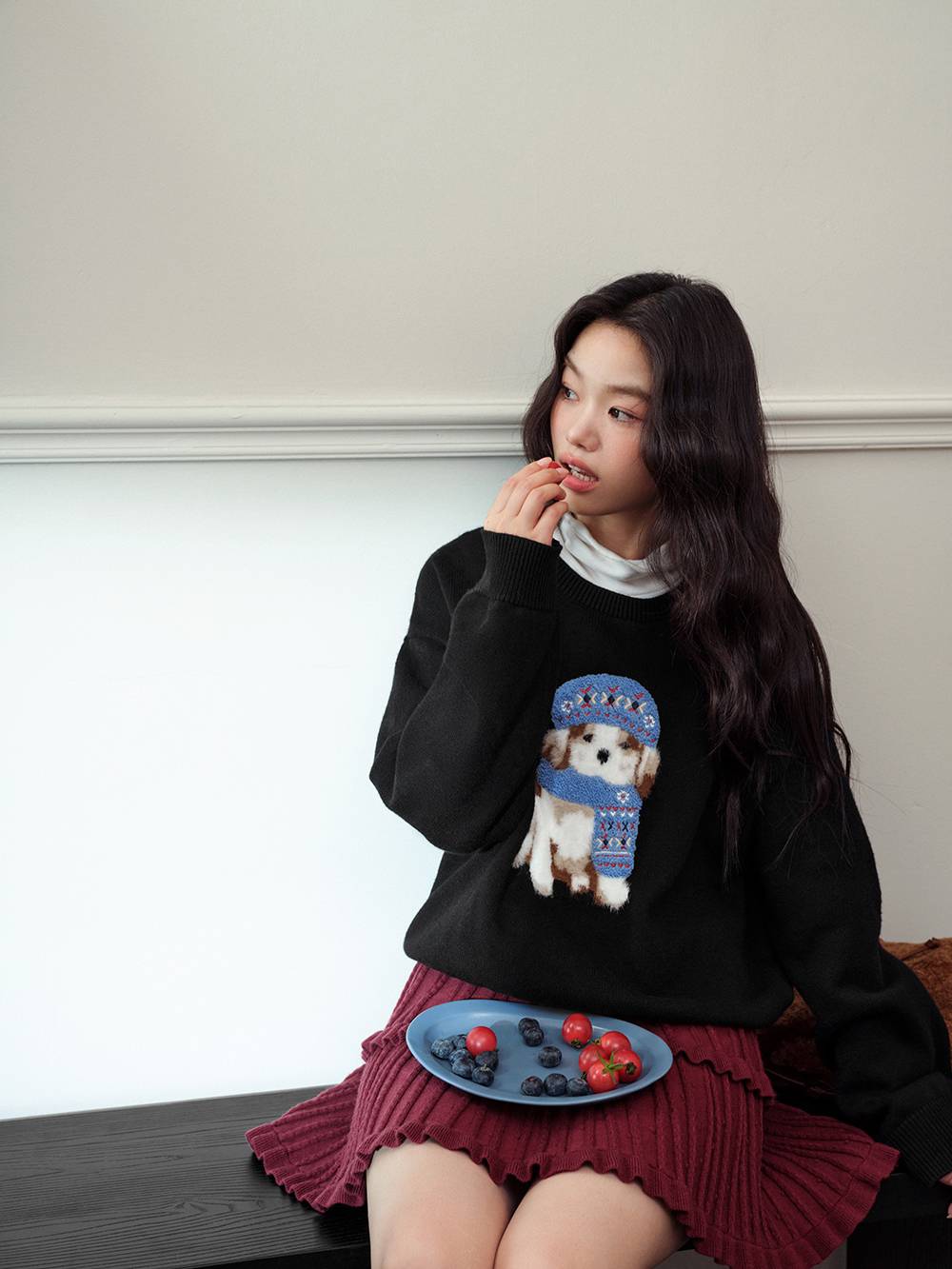 Fluffy Dog Embroidered Sweater