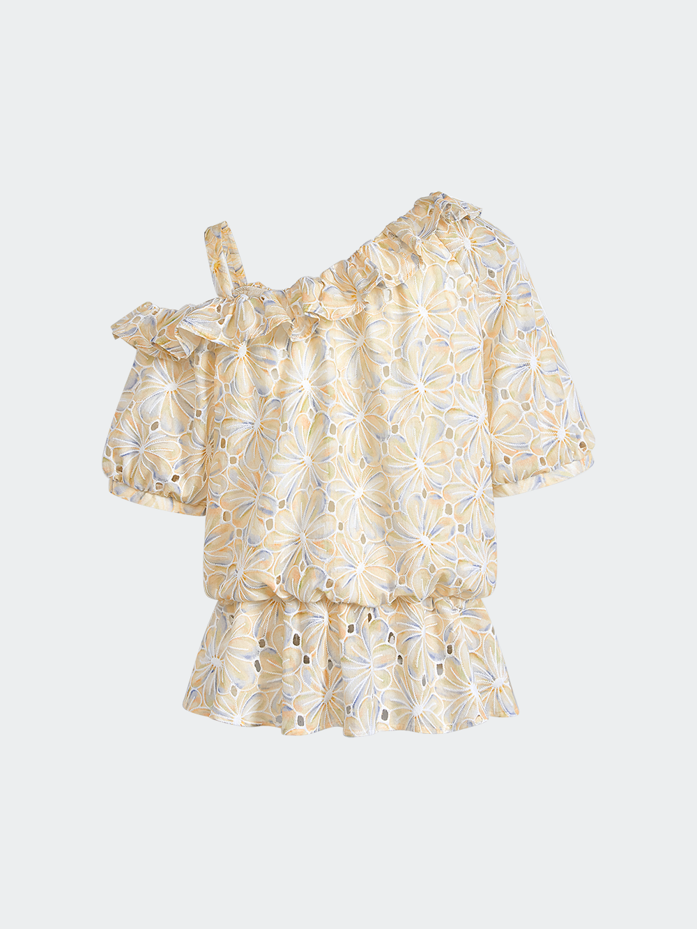 One Shoulder Floral Blouse