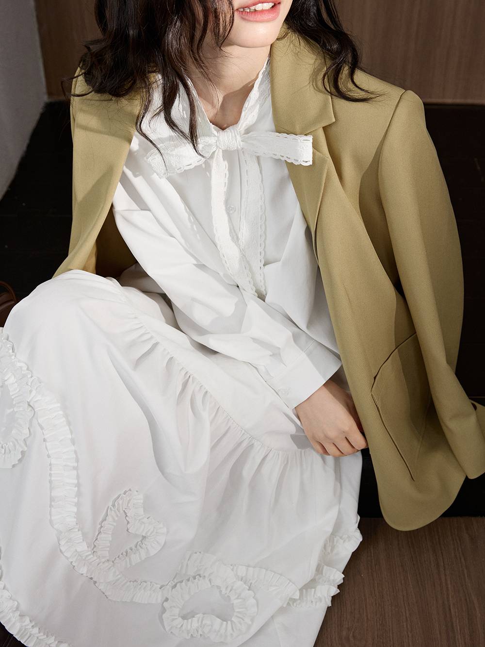 Ribbon Tie Neck Dress