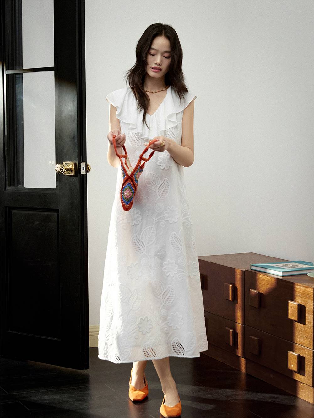 Ruffled V-Neck Dress