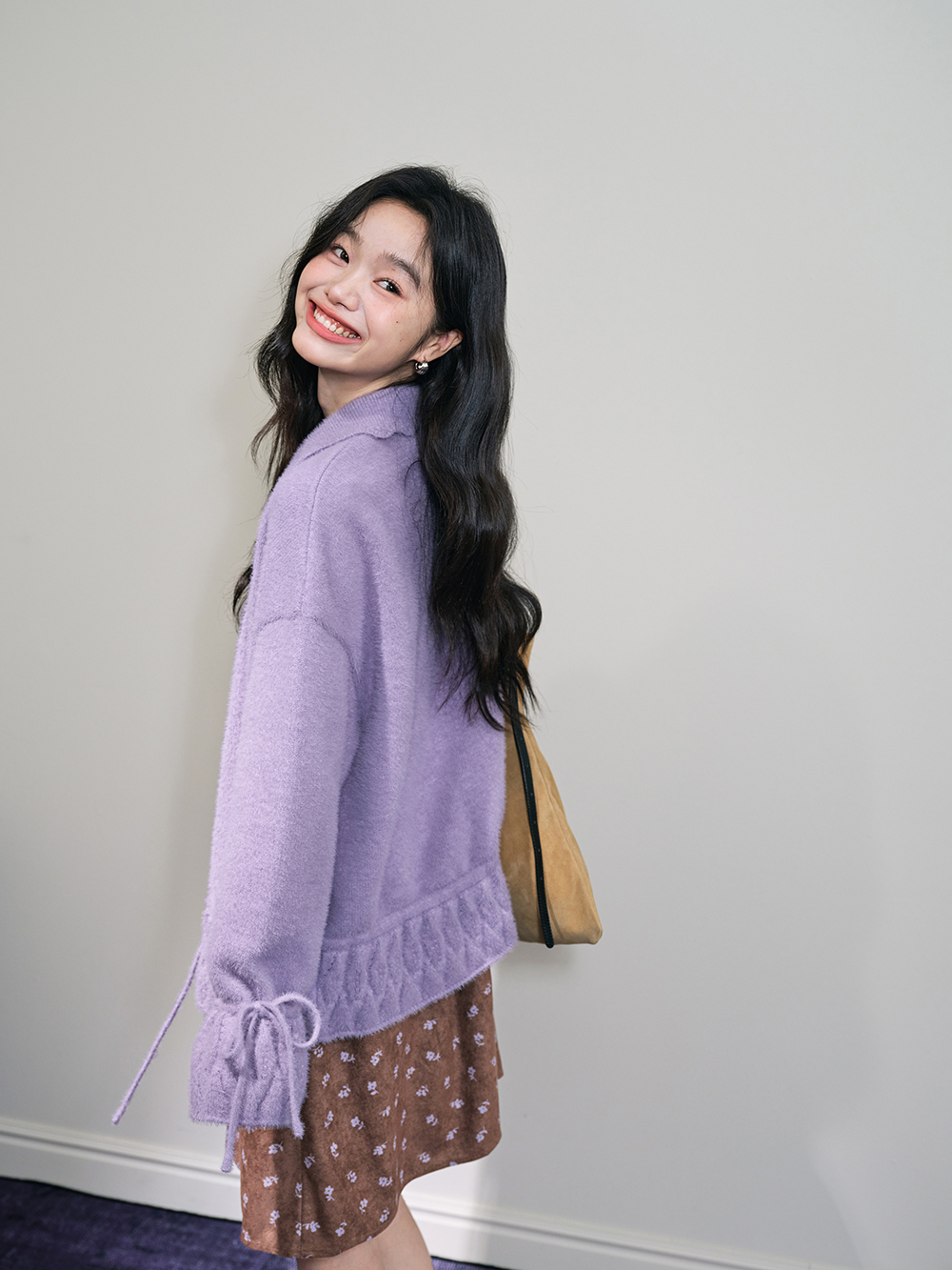 Ruffle Trim Button-Front Cardigan