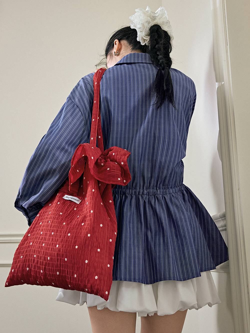 Striped Drawstring Waist Blouse