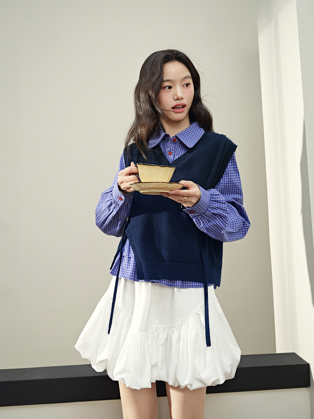 Vest and Ribbon Tie Dress