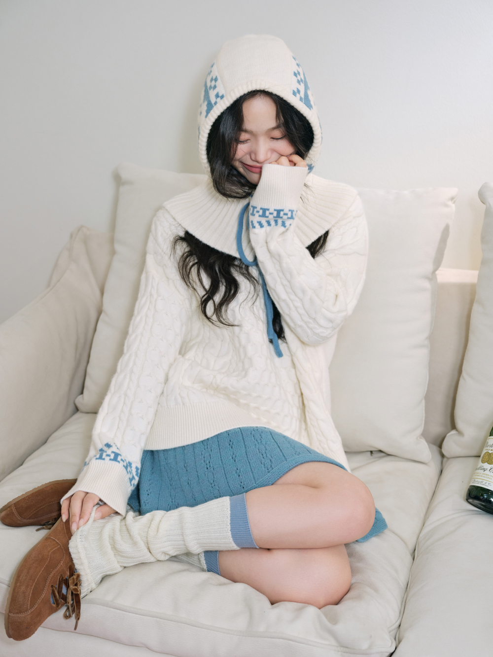 Hooded Scarf and Cable Knit Sweater