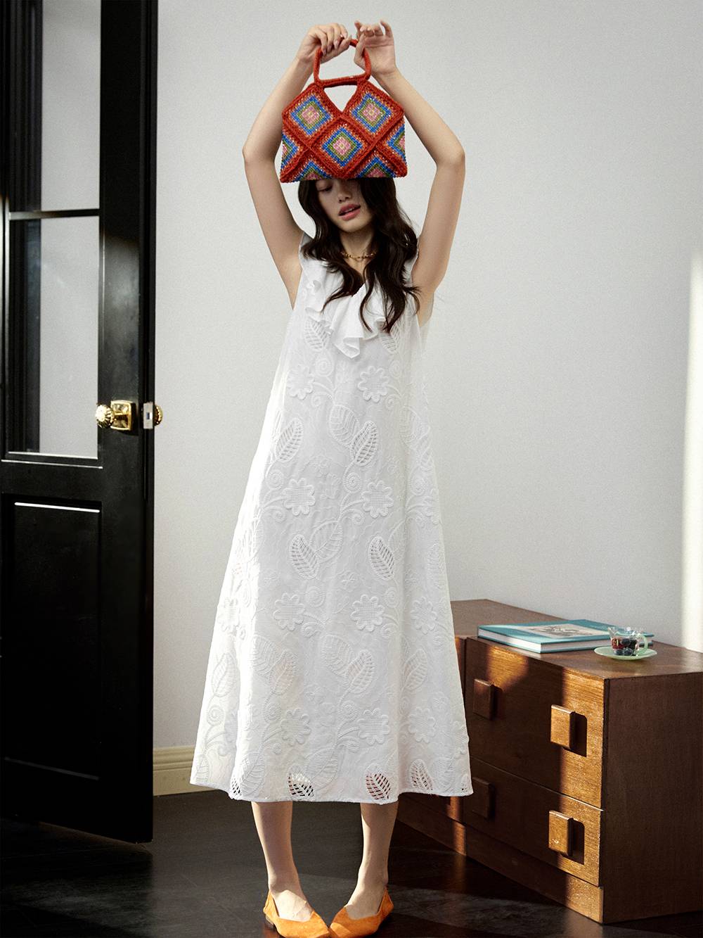 Ruffled V-Neck Dress