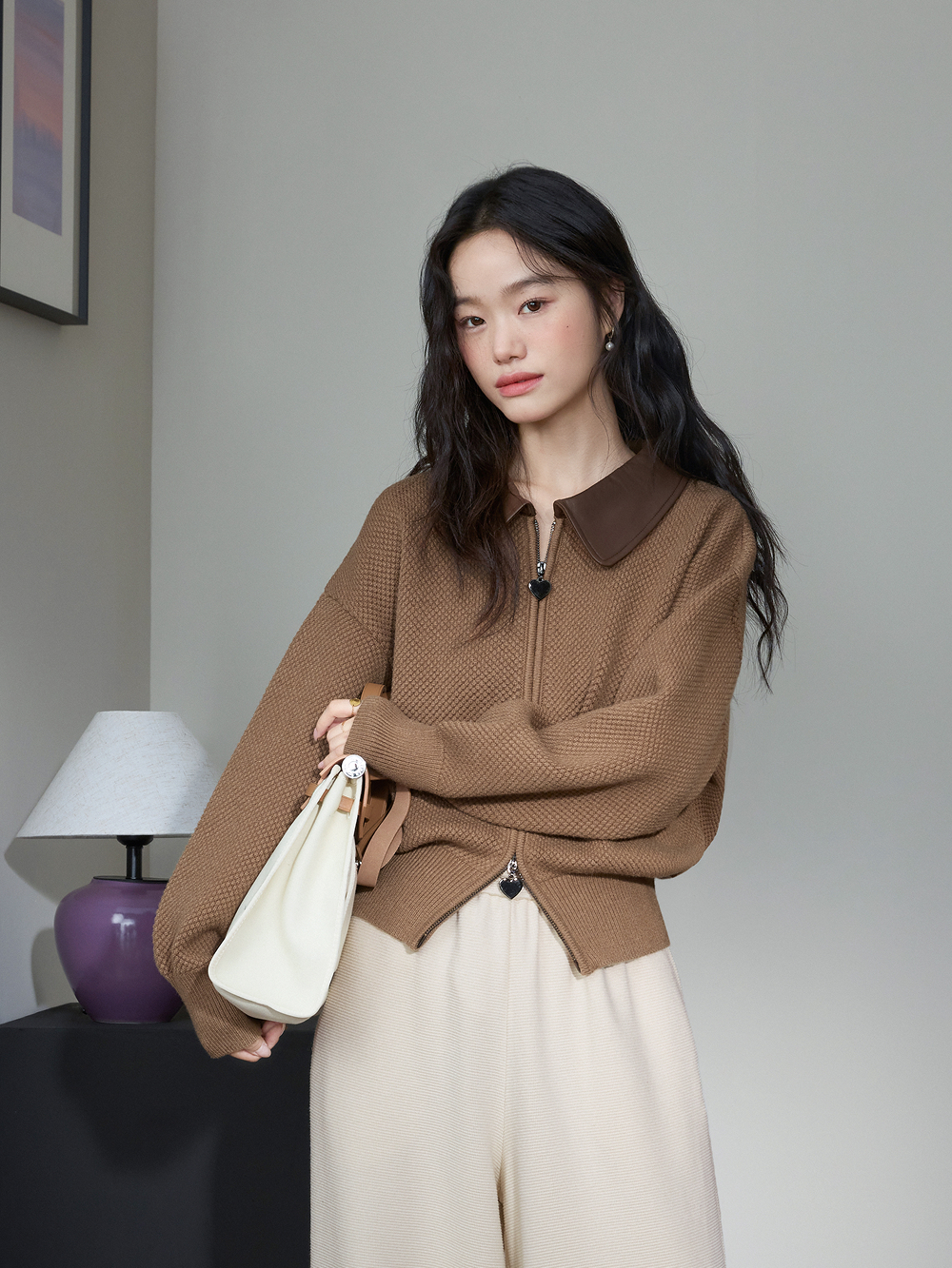 Double Zip Cardigan Sweater