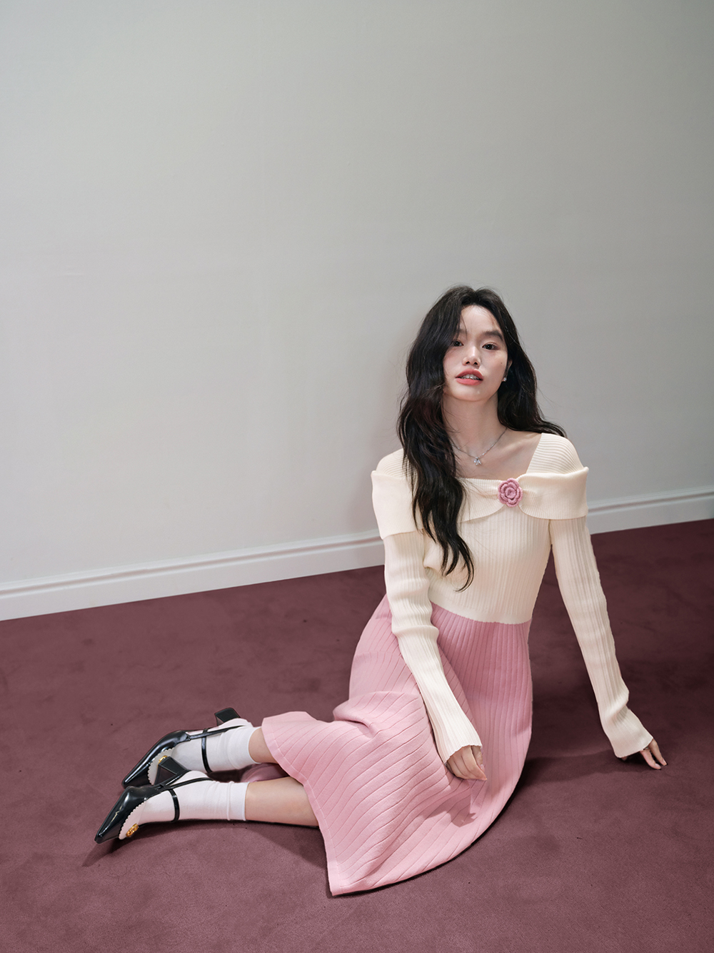 Two-Tone White-Pink Dress