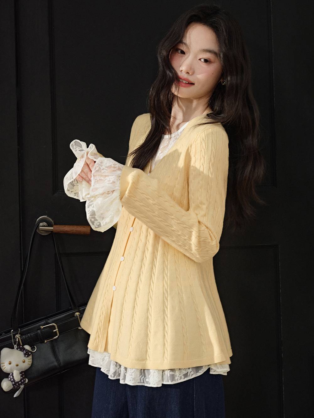 Knit Top and Lace Undershirt