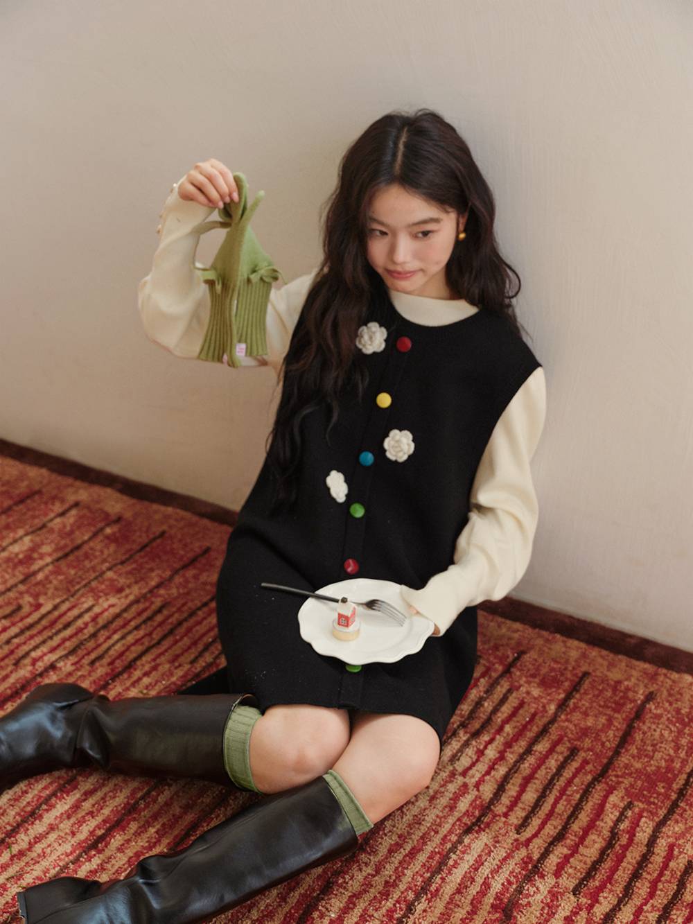 Sleeveless Colourful Button Dress