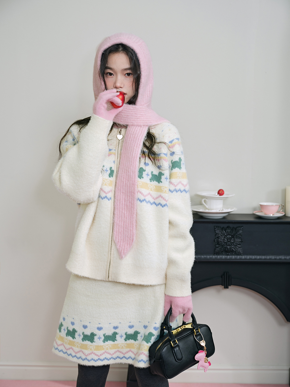 Fair Isle Zip Up Sweater and Skirt