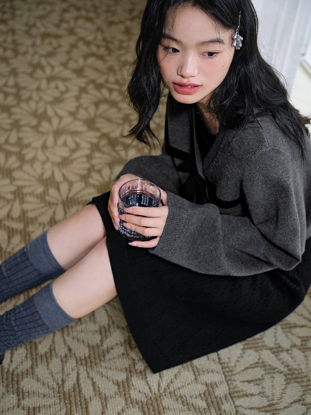 Ribbon Tie Cardigan and Tank Dress